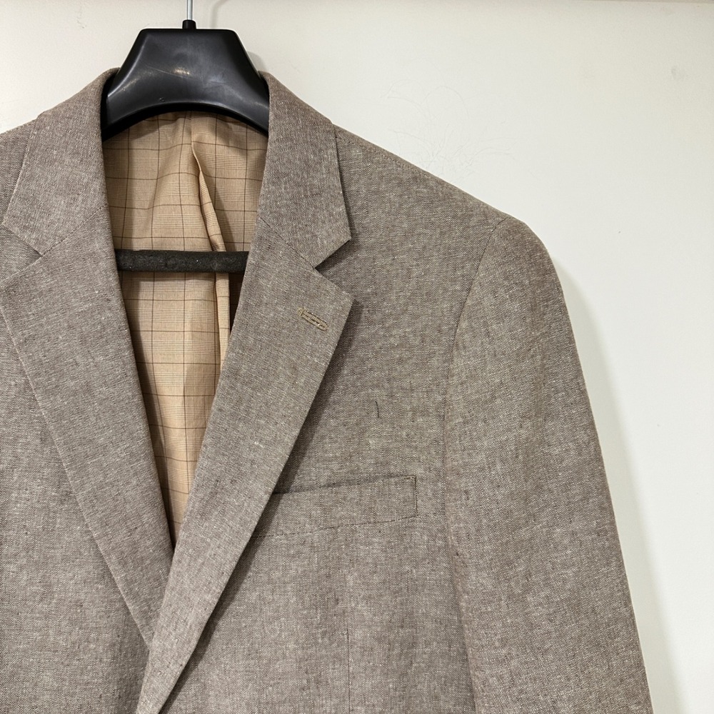 Stafford Linen Cotton Sport Coat Mens 42L Brown Classic Fit Blazer Suit Jacket